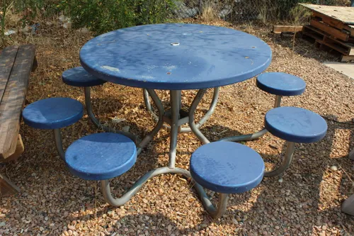 Table Outdoor Blue Metal