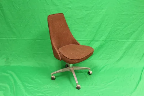 Chair Brown Cushion Casters Vintage