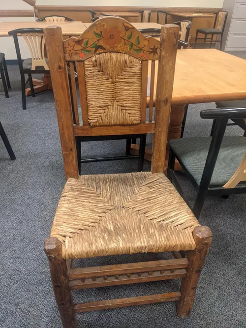 chair wooden wicker flower 