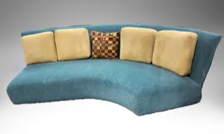 Couch Crescent Shaped Teal