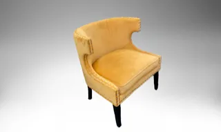 Armchair Yellow Upholstered Black Legs