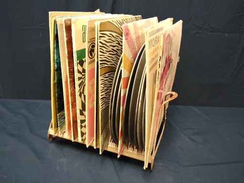 Various Records with stand  (15 records)