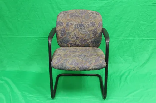 Chair Gray Floral Cushion Black Frame