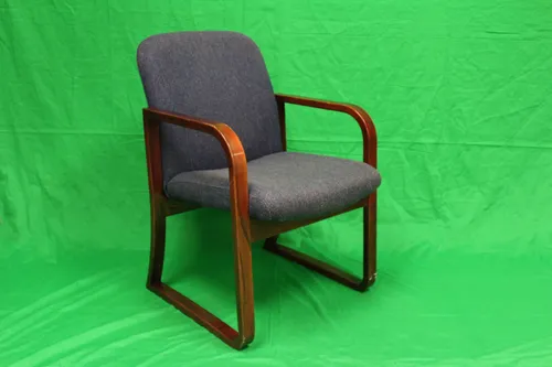 Chair Dark Blue Cushion Wood Frame