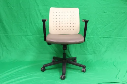 Chair Office Gray Cushion Tan Back Black Frame