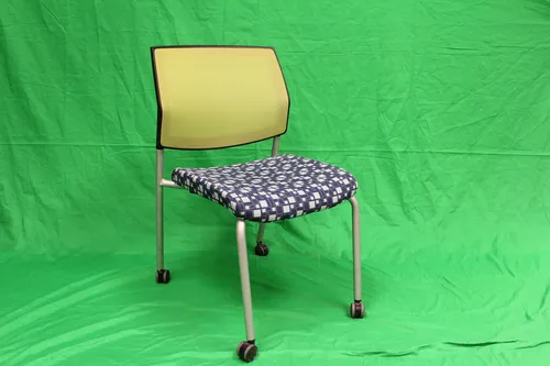 Chair Office Blue Dotted Cushion Yellow Back