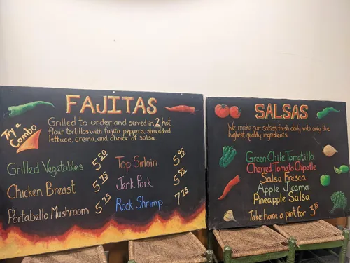 Mexican restaurant menu 