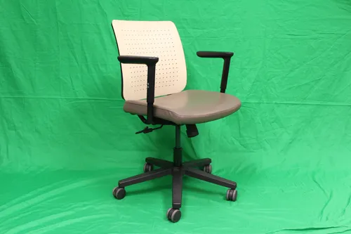 Chair Office Gray Cushion Tan Back Black Frame