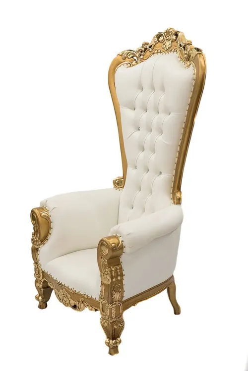WHITE AND GOLD THRONE CHAIR