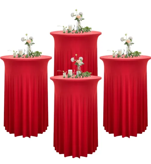 Red High Top Stretch Spandex Pleated Table Cloth