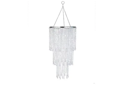 Chrome Beaded Hanging Chandelier