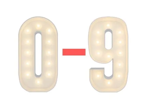 Lighted Marquee Numbers 0-9 UP TO 6 HOURS
