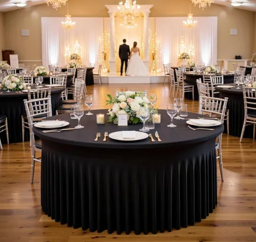 Black Spandex Tablecloth for 60-inch Round