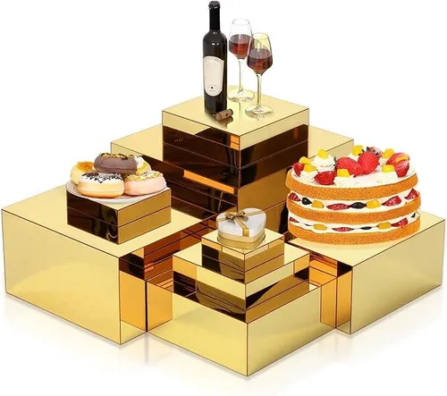 Gold Acrylic Cube Table Risers- Comes 8 in a Pack