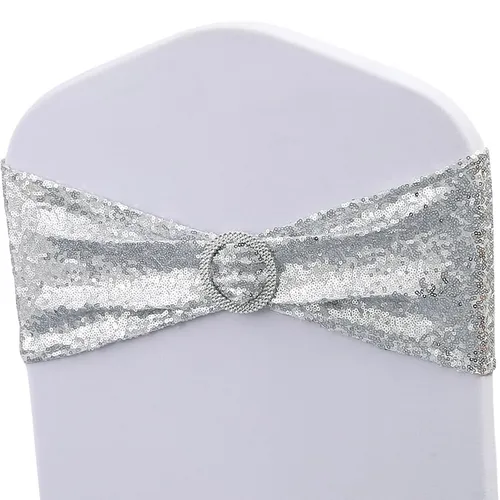 Silver Sequin Chair Bow