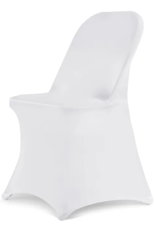 CLASSIC LIFETIME WHITE SPANDEX CHAIR COVERS- MADE FOR BLACK PADDED FOLDING CHAIRS