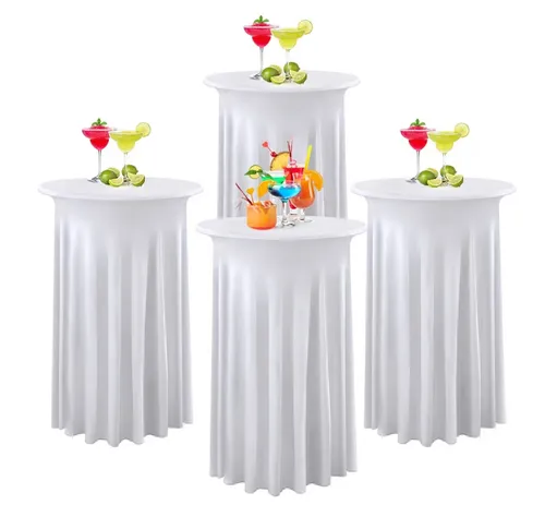  White High Top Stretch Spandex Pleated Tablecloth