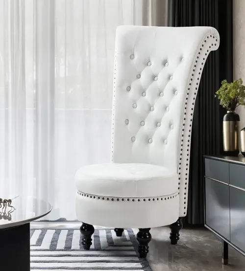 White Velvet Throne Chair 