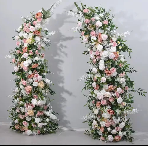 Green Floral Arch with Pink & White Roses