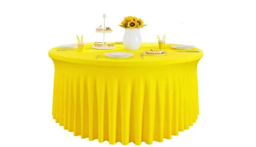 Yellow Spandex Tablecloth for 60 inch Round