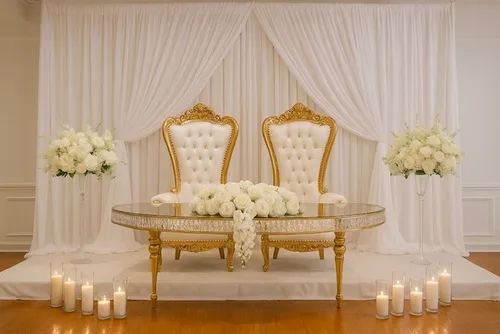 Serpentine Table & Throne Chairs Only