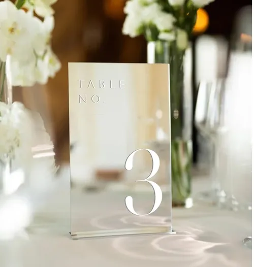 Silver Mirror Acrylic Table Number (1-10)