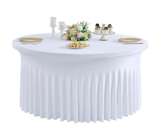 White Spandex Tablecloth for 60-inch Round 