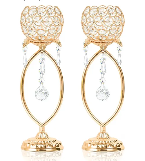 Gold Elegant Crystal Tea Light Candle- 2 PC