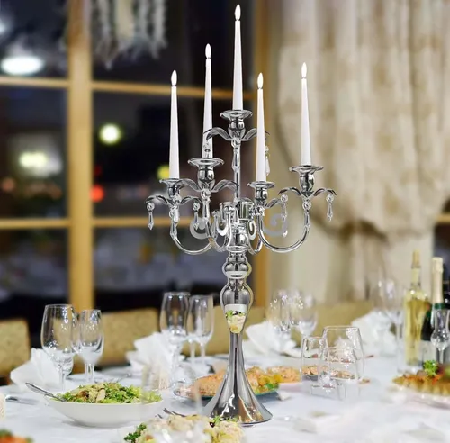 5 Arm Silver Candelabra for table centerpieces