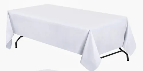 SCUBA 90X132 RECTANGULAR WHITE TABLECLOTH- MADE FOR 6-FOOT TABLES