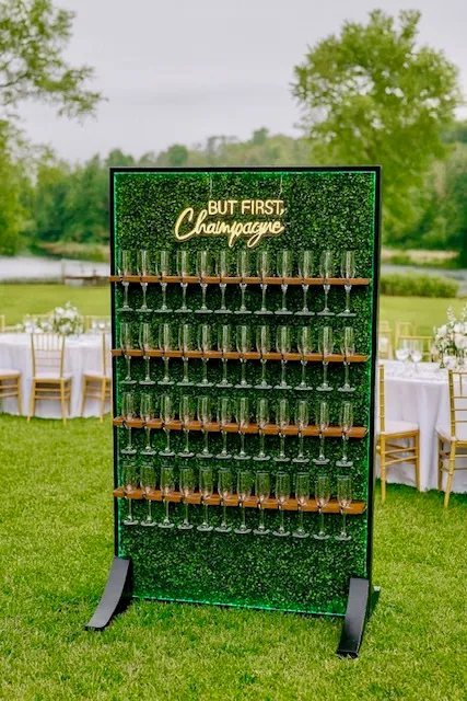 Champagne Wall w/ 150 Real Glass Champagne Flutes -  UP TO 6 HOURS