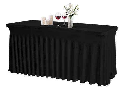 Black Pleated Scrim for 8 Foot Table