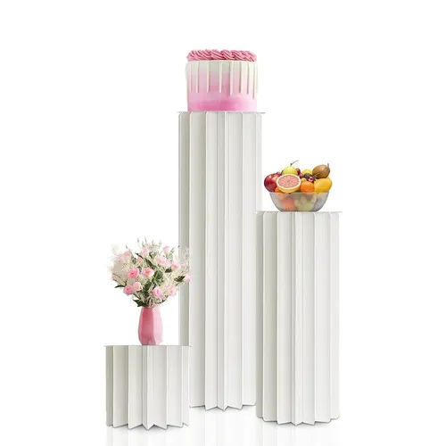 3 PC White Cylinder Stand- Set
