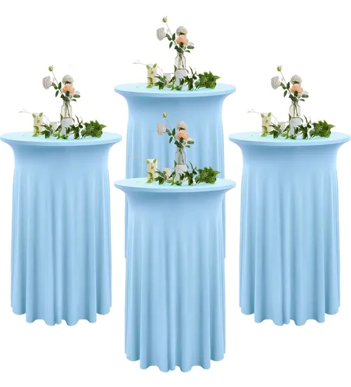 Baby Blue High Top Stretch Spandex Pleated Table Cloth