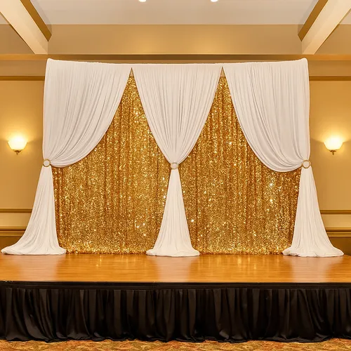 Double Layer Premium Backdrop Panel W/Sequin Drapes 7ft-10ft High