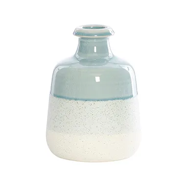 Ceramic blue shiny / matte vase med