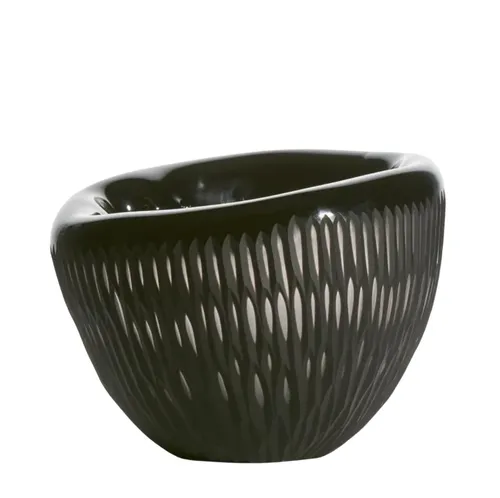 Fossil Low Glass Vase Brown