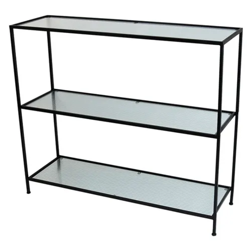 Black Metal Frame Clear Glass Console