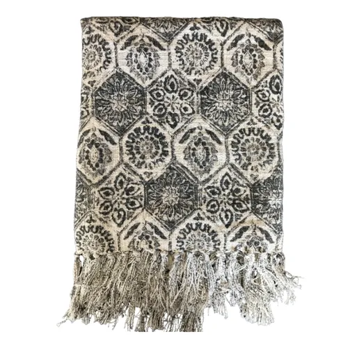 Navy patterned throw