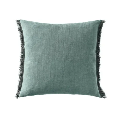 Linen Frill Cushion Blue