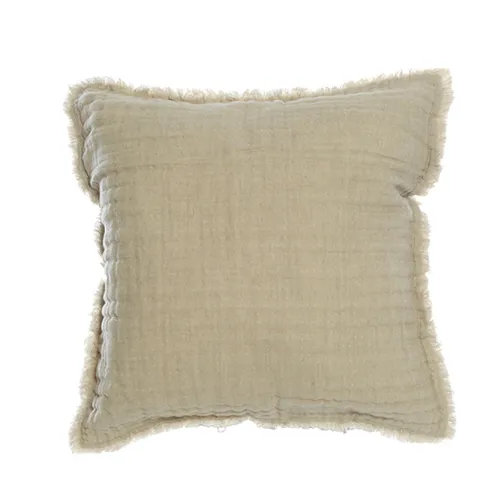 Sand linen natural fringe poly small cushion 