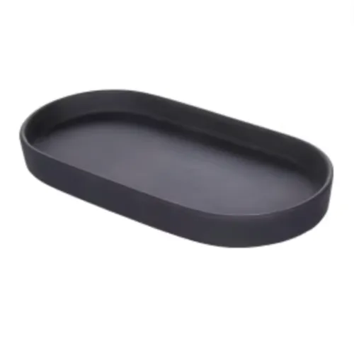 Ceramic black soft touch oval platter 