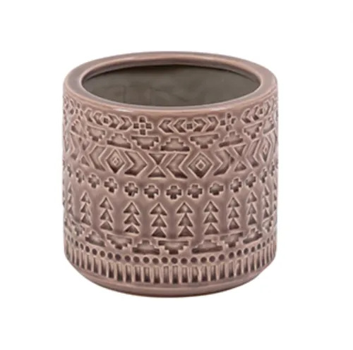 Plum Ceramic Embossed Pot Small
