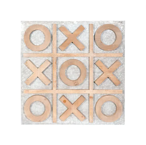 XL Silver Metal Wooden  Naughts & Crosses