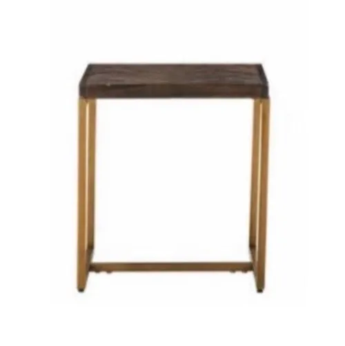 Walnut with Gold Leg Bedside Table
