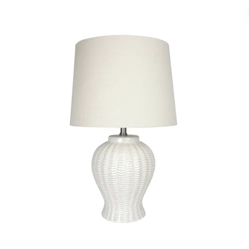 Ceramic Cream Basket Weave Lamp