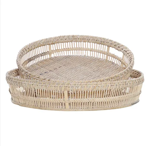 Light Pink Cane Tray Round