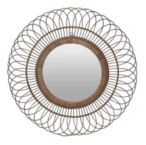 Rattan Weave Round Mirror 80cm