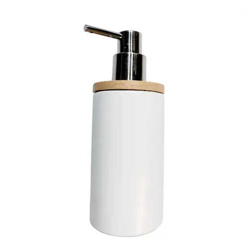 White Ceramic Bamboo Soap Dispenser