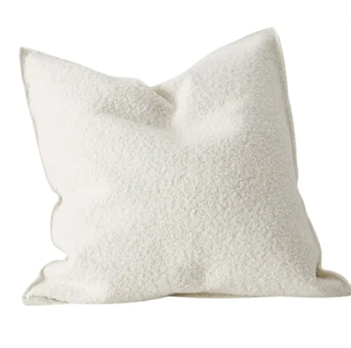 Cream Boucle feather cushion